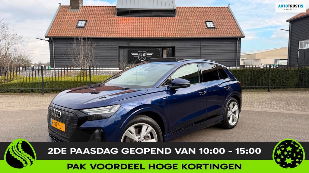 Audi Q4 e-tron 40 Edition S-Competition 77 kWh SOH 90% 2X S-, Auto's, Automaat, Achterwielaandrijving, Blauw, Leder en Stof