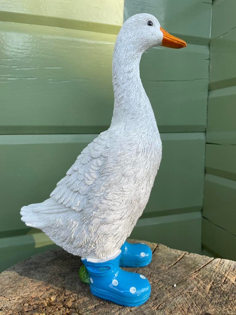Gans blauwe regenlaars  beeld tuin vijver zwembad boerderij, Ophalen of Verzenden, Nieuw, Kunststof, Dierenbeeld