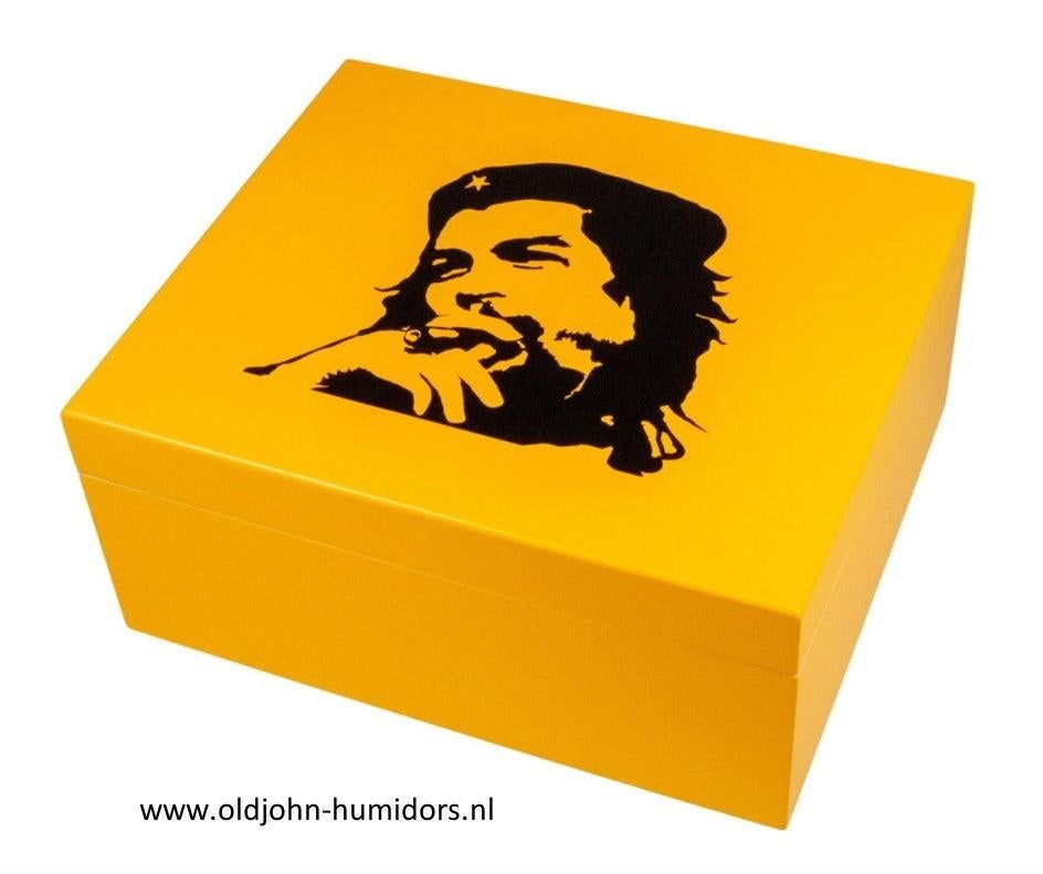 HUMIDOR "CHE GUEVARA" GEEL MAT VOOR CA 50 SIGAREN        h43, Verzenden, Nieuw, Tabaksdoos of Verpakking