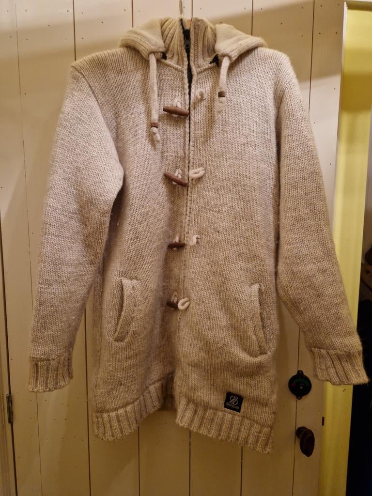 WOLLEN HALFLANGE WARME HOUTJE TOUWTJE WINTERJAS MAAT L, Ophalen of Verzenden, Zo goed als nieuw