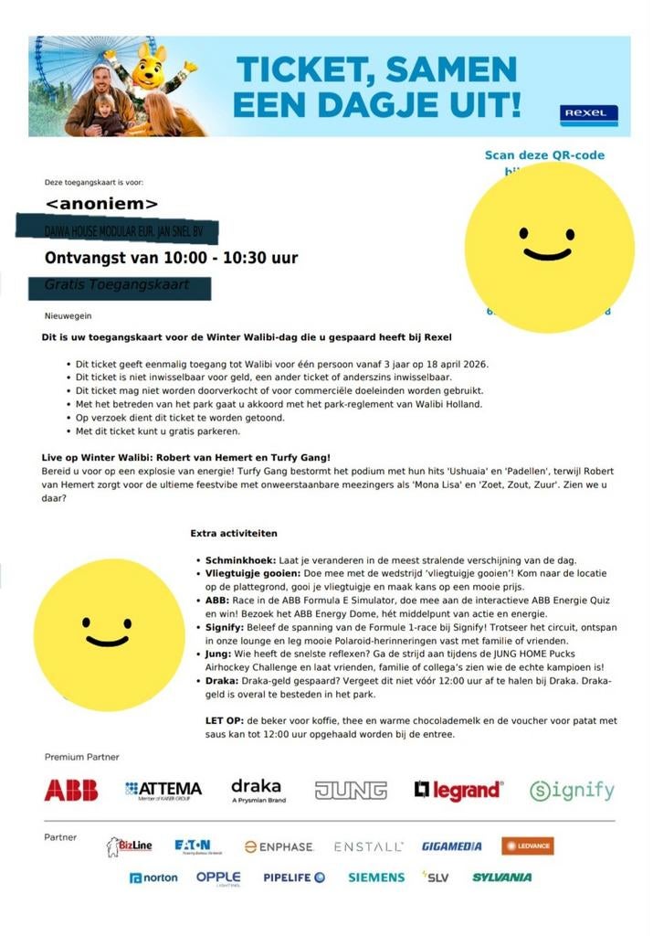 Walibi tickets Rexel dag, Tickets en Kaartjes, Drie personen of meer, Ticket of Toegangskaart