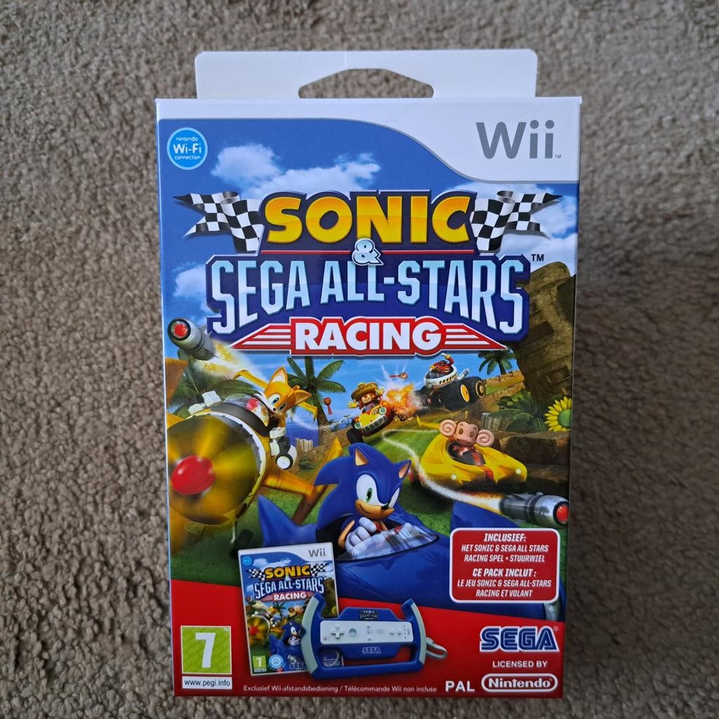 Sonic & Sega All-Stars Racing big box inclusief stuurtje Wii, Spelcomputers en Games, Games | Nintendo Wii, 3 spelers of meer