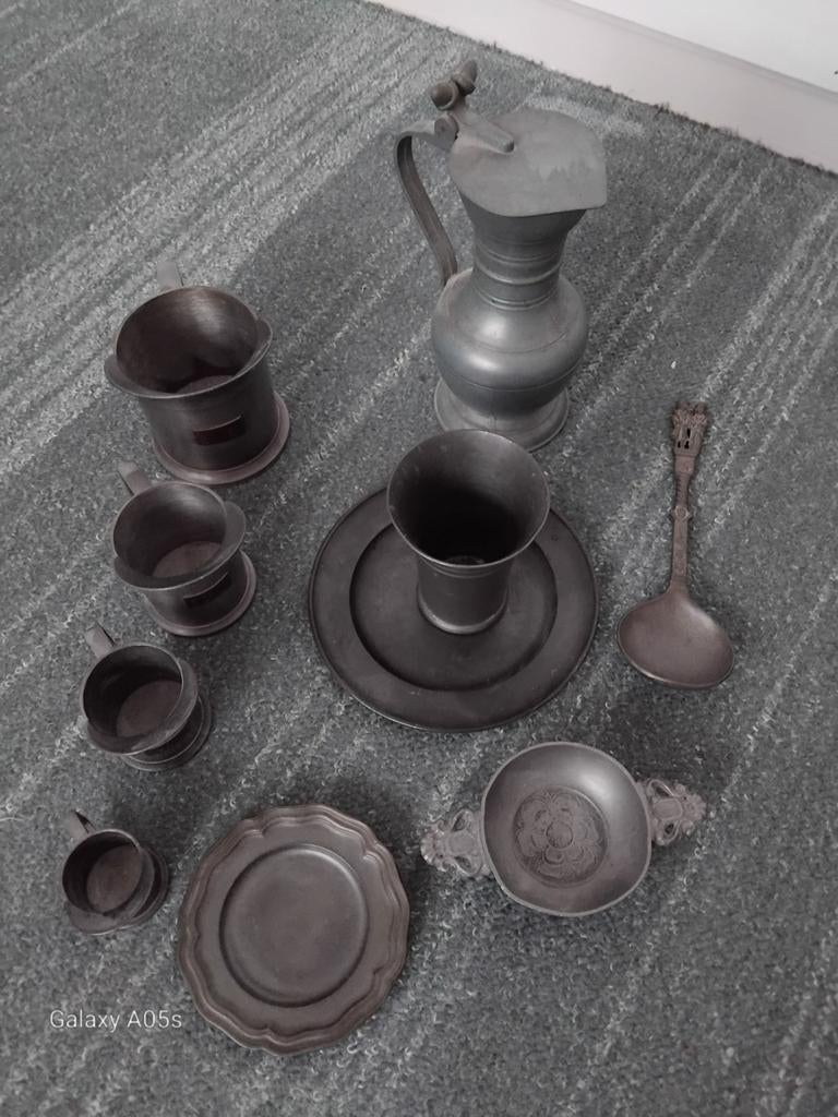 Tinnen maatkannetjes e.d met keurmerk, Antiek en Kunst, Antiek | Tin, Ophalen