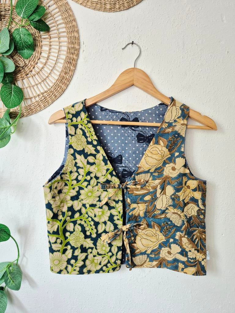 Handgemaakt gilet van organisch geverfde India stoffen S/M, Maat 38/40 (M), Nieuw, Ophalen of Verzenden, MINT UPCYCLING