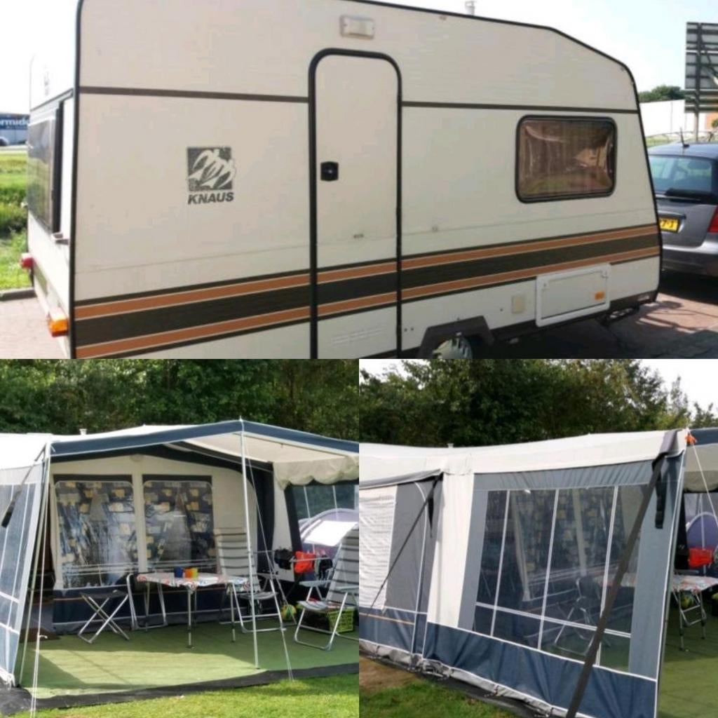 Knaus sudwind caravan met luifel en voortent, Caravans en Kamperen, Standaardzit, Dwarsbed, Particulier, 4 tot 5 meter