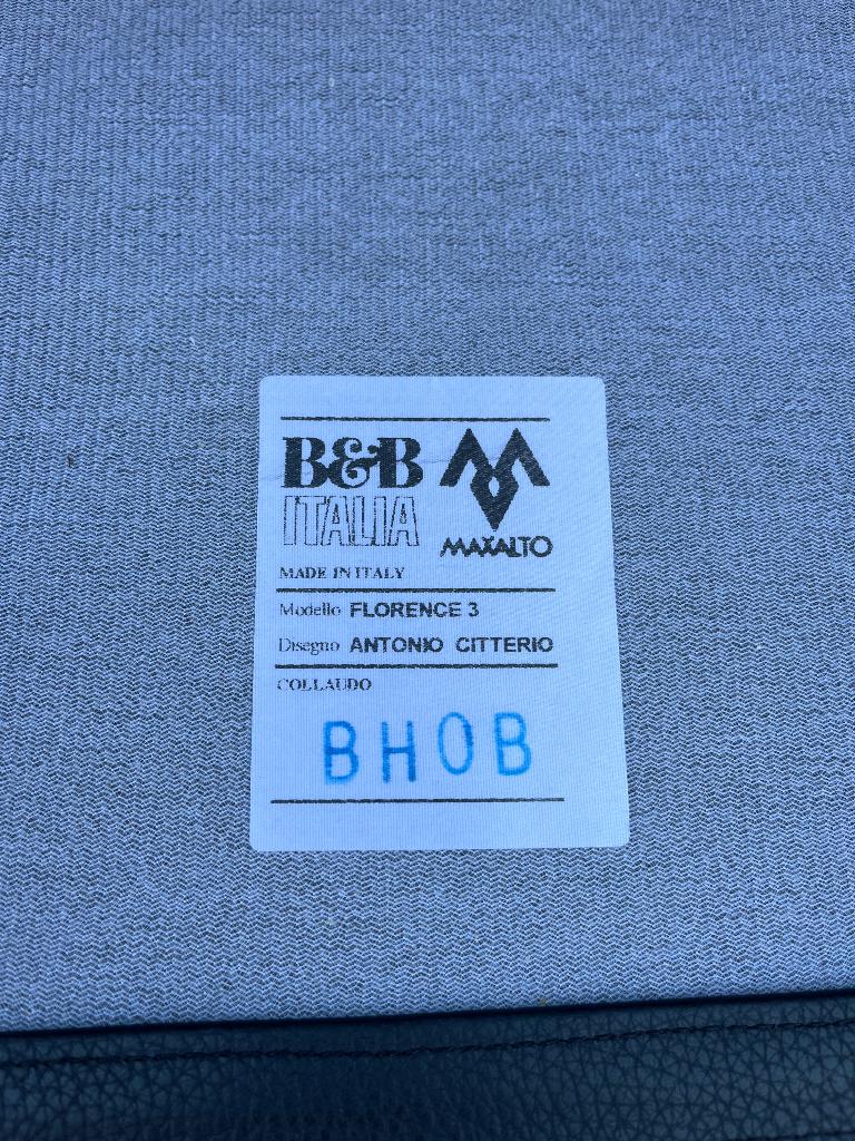 B&B Italia Maxalto fauteuil Florence Zwart leer zgan, Ophalen, Klassiek Tijdloos Loungen Vintage Design Icon, 75 tot 100 cm, Leer