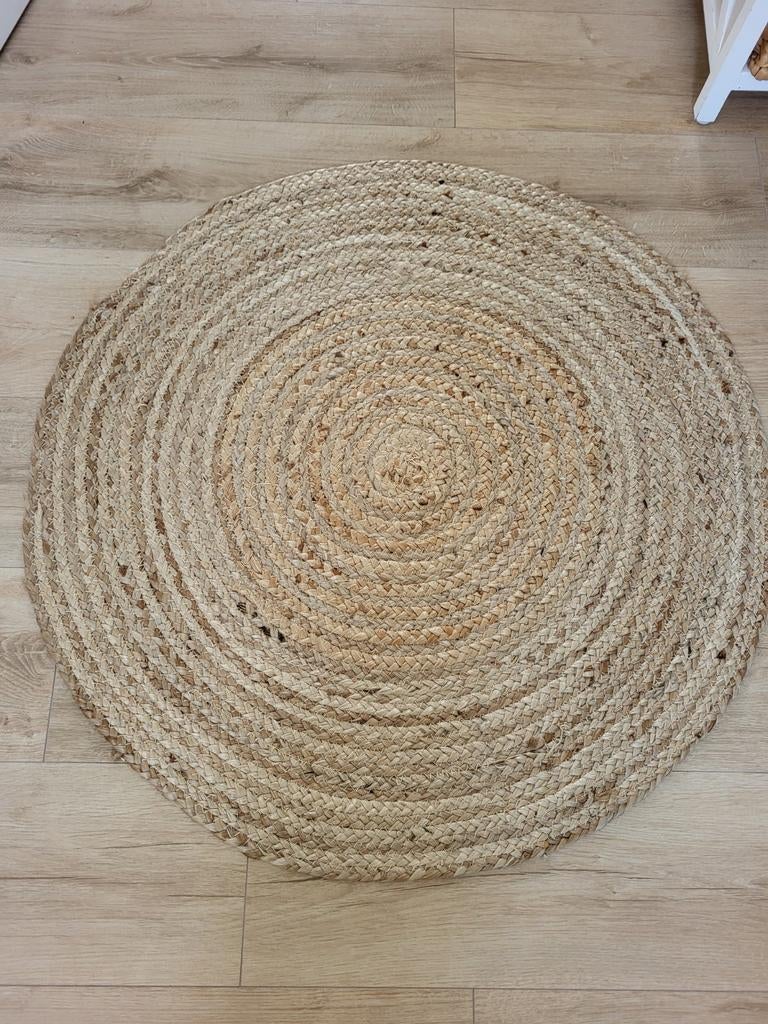 Zo goed als nieuw rond jute vloerkleed riet bruin 💫, 50 tot 100 cm, Natuurlijk, Bohemian, Rond, Zo goed als nieuw