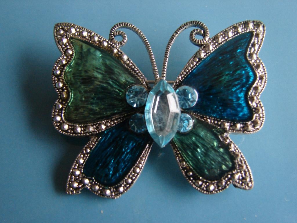 Vintage broche vlinder., Overige materialen, 4 tot 7 cm, Overige kleuren, Nieuw