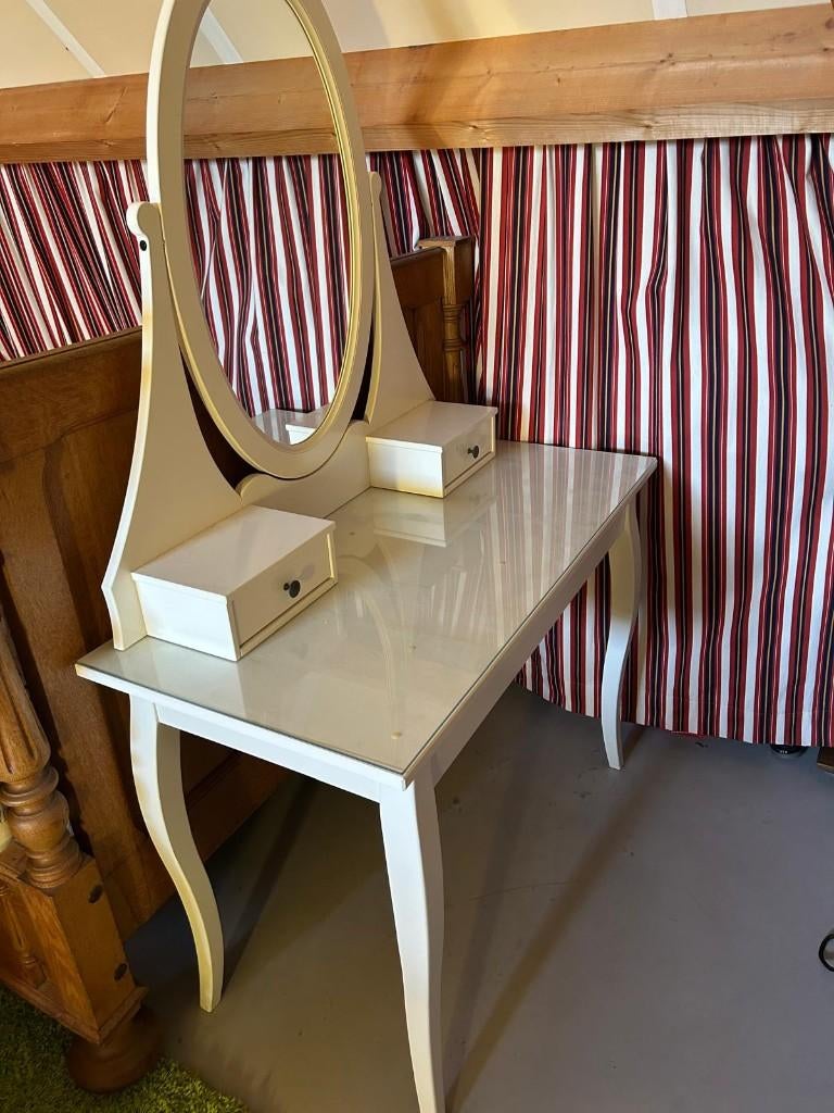 IKEA HEMNES kaptafel wit – met spiegel, Ophalen, Gebruikt, 50 tot 100 cm, Minder dan 100 cm