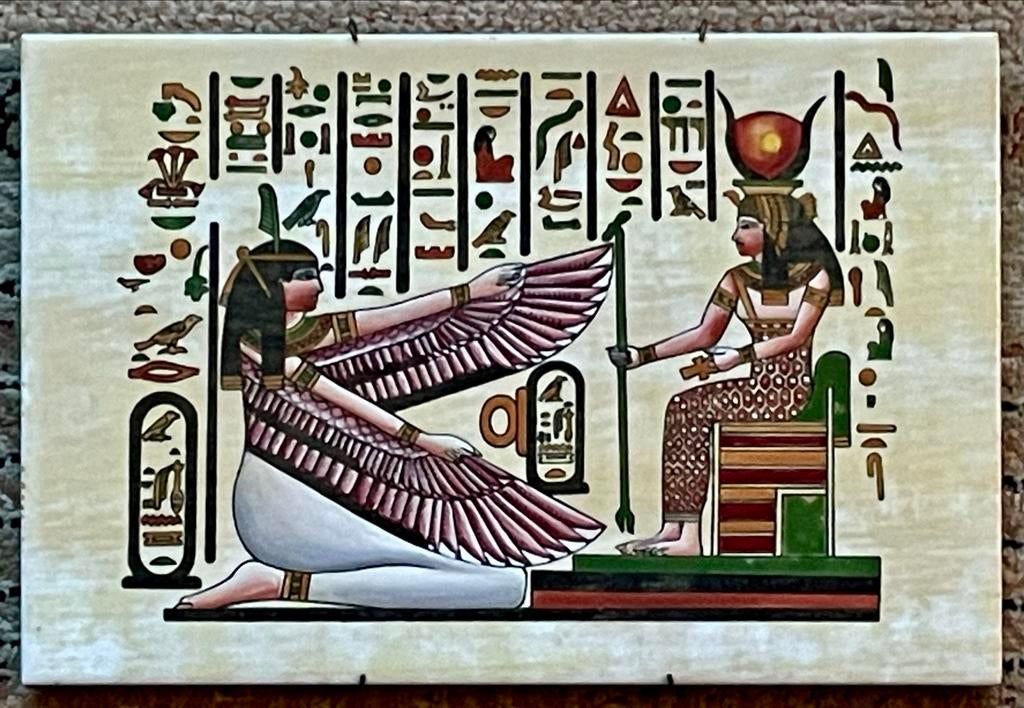 Wandtegel Oud-Egyptische stijl Ma'at en Hathor/Isis, Antiek en Kunst, Ophalen of Verzenden