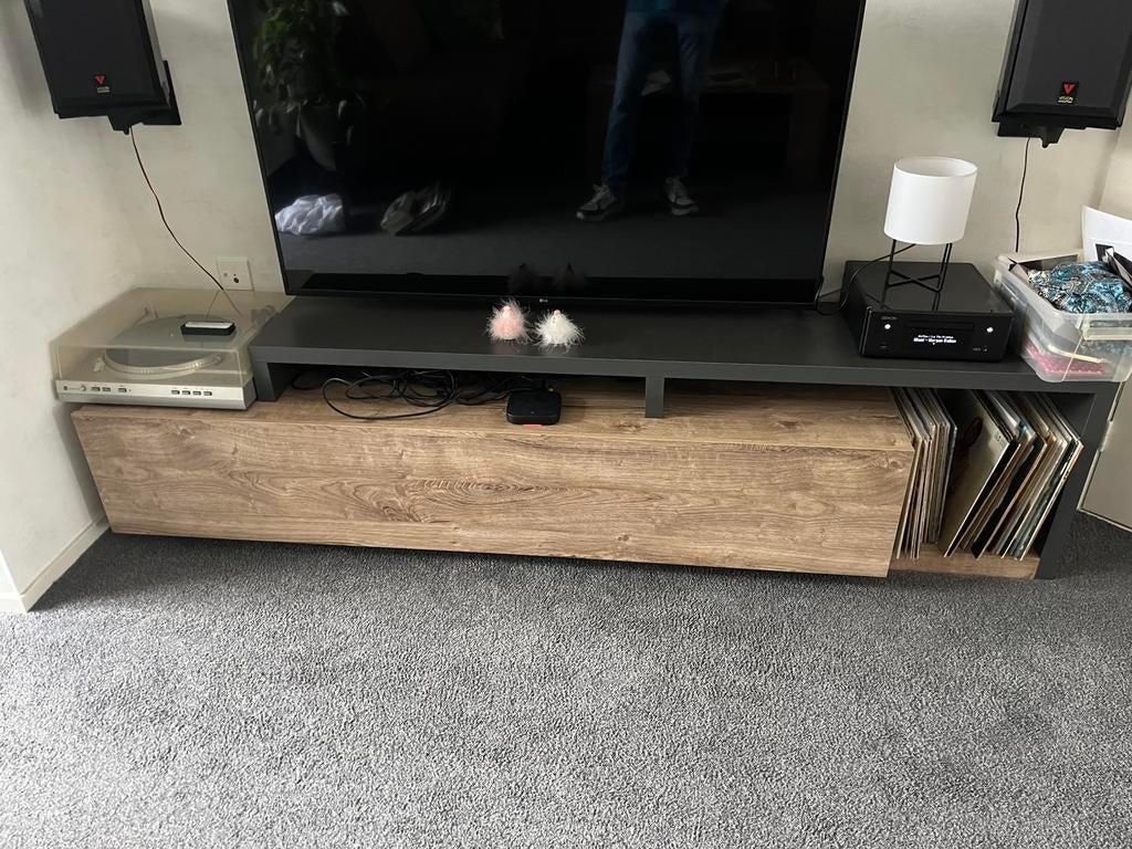Mooi tv stereo meubel met grote dubbele lade, Ophalen, Overige materialen, Zo goed als nieuw, Minder dan 100 cm