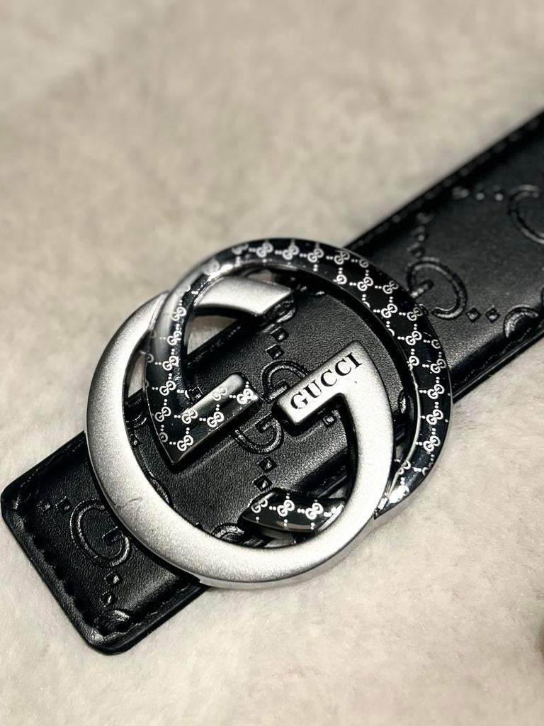 Gucci Riem met GG-gesp - Zwart Leer, 3 tot 5 cm, 90 tot 100 cm, Heupriem, Ophalen of Verzenden