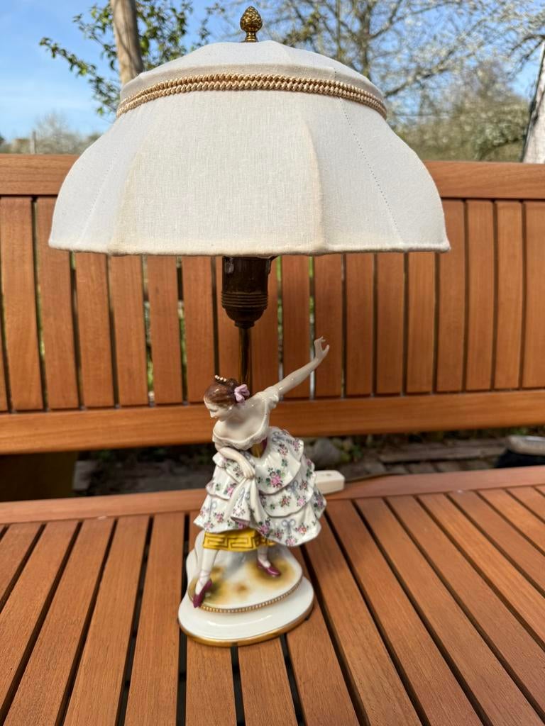 Volkstedt saksisch dresden porselein lamp zeldzaam, Antiek en Kunst, Ophalen