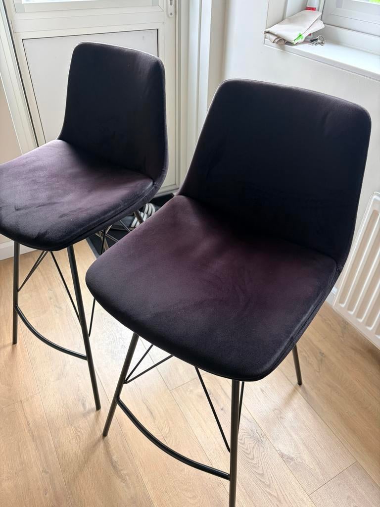 2 barkrukken, Huis en Inrichting, Barkrukken, Ophalen, Gebruikt, Met voetsteun, 60 tot 90 cm