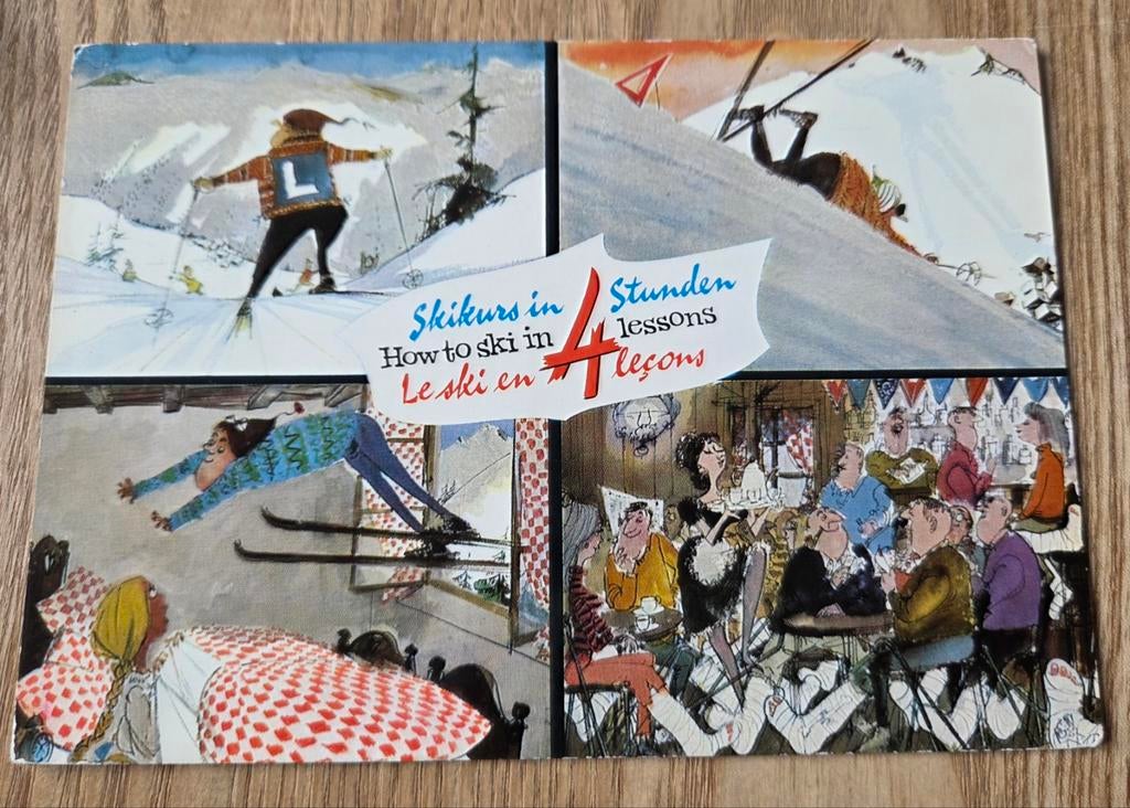 Wintersport humor, Verzamelen, Ansichtkaarten | Themakaarten, Verzenden, 1980 tot heden, Gelopen, Overige thema's