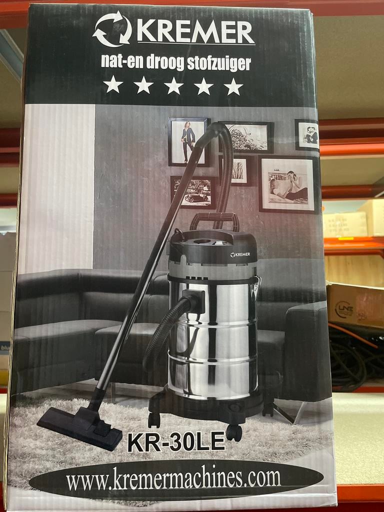 Nieuwe Kremer Nat- en Droogzuiger KR-30LE, Nieuw, Ophalen of Verzenden, Waterstofzuiger, Reservoir