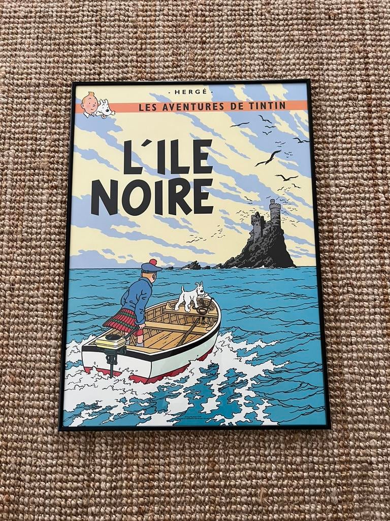 Kuifje poster in lijst - L’ile Noire 51x71 cm, Ophalen, Met lijst, A1 t/m A3, Overige onderwerpen