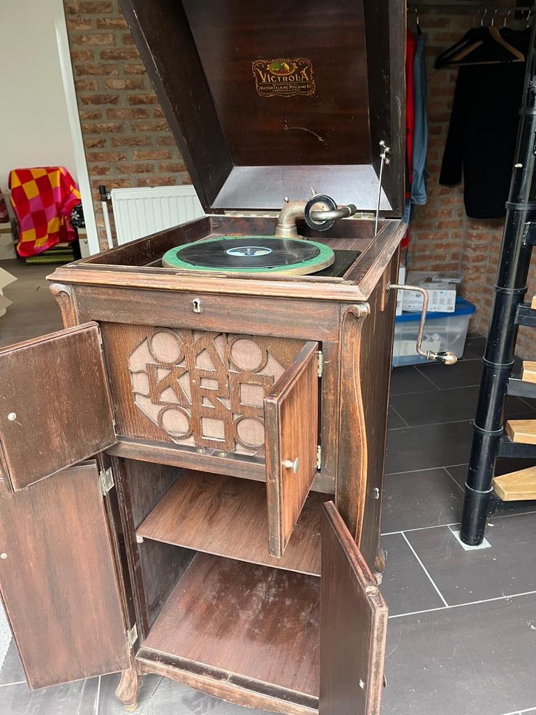Antieke Victrola Grammofoon Platenspeler - Uniek Meubelstuk, Ophalen, Gebruikt, Platenspeler, Overige merken