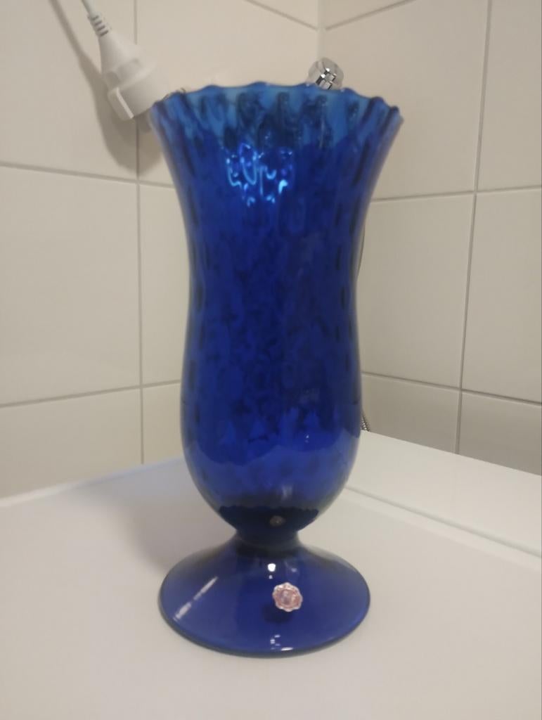 Vintage jaren vijftig cobalt blauw glazen Empoli vaas, Ophalen of Verzenden
