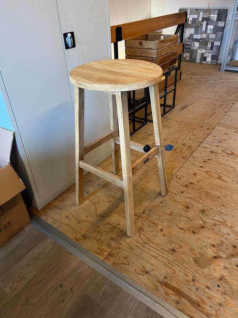 Ronde Bartafel Biertafel Teakhout - Nieuw, 91 cm Hoog, Nieuw, Ophalen of Verzenden, Hout, 90 cm of meer