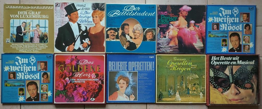 10xbox met 2 tot 10 LP's met operette muziek. Zie de foto's., Opera of Operette, Modernisme tot heden, Ophalen of Verzenden, Zo goed als nieuw