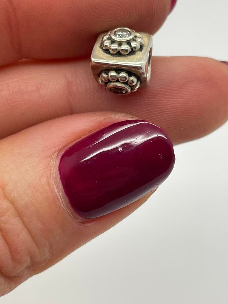 D362 Pandora zilveren bedel heldere steen, Pandora, Ophalen of Verzenden, X, 1 bedel