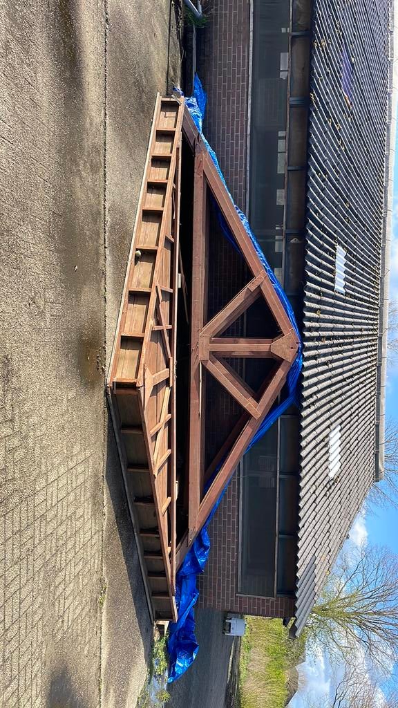 Spanten en gevelspant - overspanning 7,5m, Gebruikt, Ophalen of Verzenden, Balk, Overige houtsoorten
