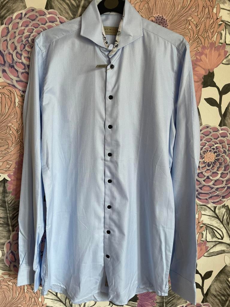 John miller prachtug overhemd maat m/39, Blauw, Zo goed als nieuw, X, Halswijdte 39/40 (M)