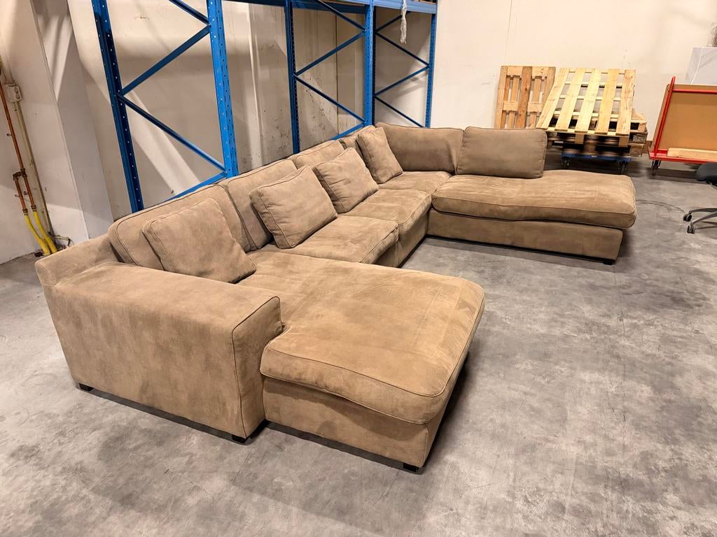 Grote hoekbank Taupe met veel zitcomfort!, Ophalen, Gebruikt, 100 tot 125 cm, Hoekbank