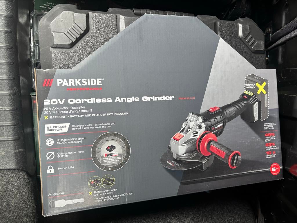 Parkside 20V Accu Haakse Slijper PWSPAP 20-Li G7, Doe-het-zelf en Verbouw, Gereedschap | Slijpmachines, Ophalen, Nieuw, Minder dan 700 watt