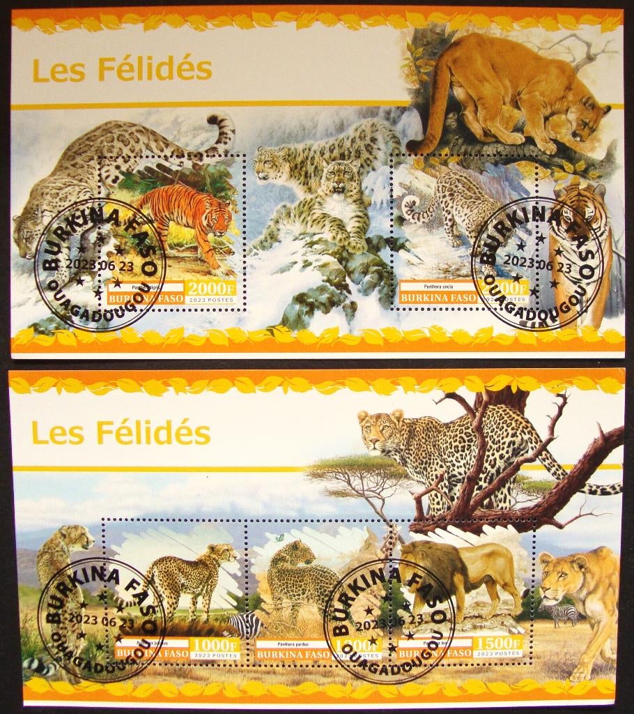 - 759 - 2 Blokken met Katachtige dieren., Verzenden, Gestempeld, Dier of Natuur