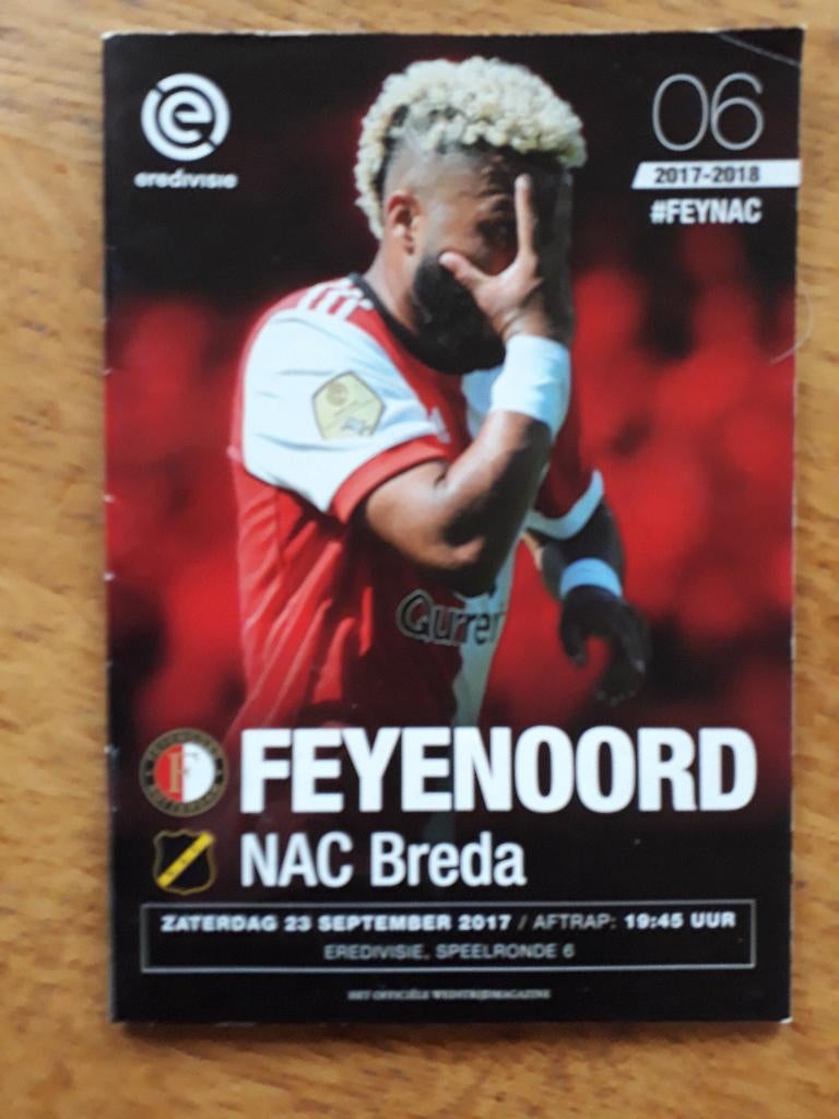 Feyenoord-NAC en Ado programmaboekje 23 september 2017, Boeken, Ophalen of Verzenden, Gelezen, Watersport en Hengelsport