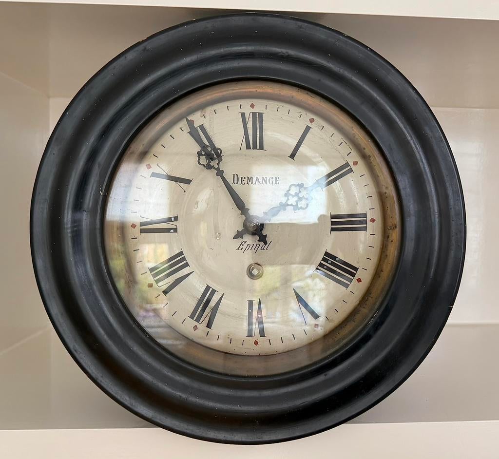 Stationsklok / wandklok “Demange Épinal” ca. 1900 | werkend, Ophalen, Gebruikt, Wandklok
