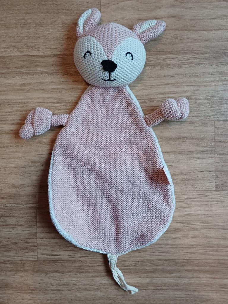 Doekje knuffeldoekje vos jollein gehaakt gebreid roze wit, Ophalen of Verzenden, Overige typen