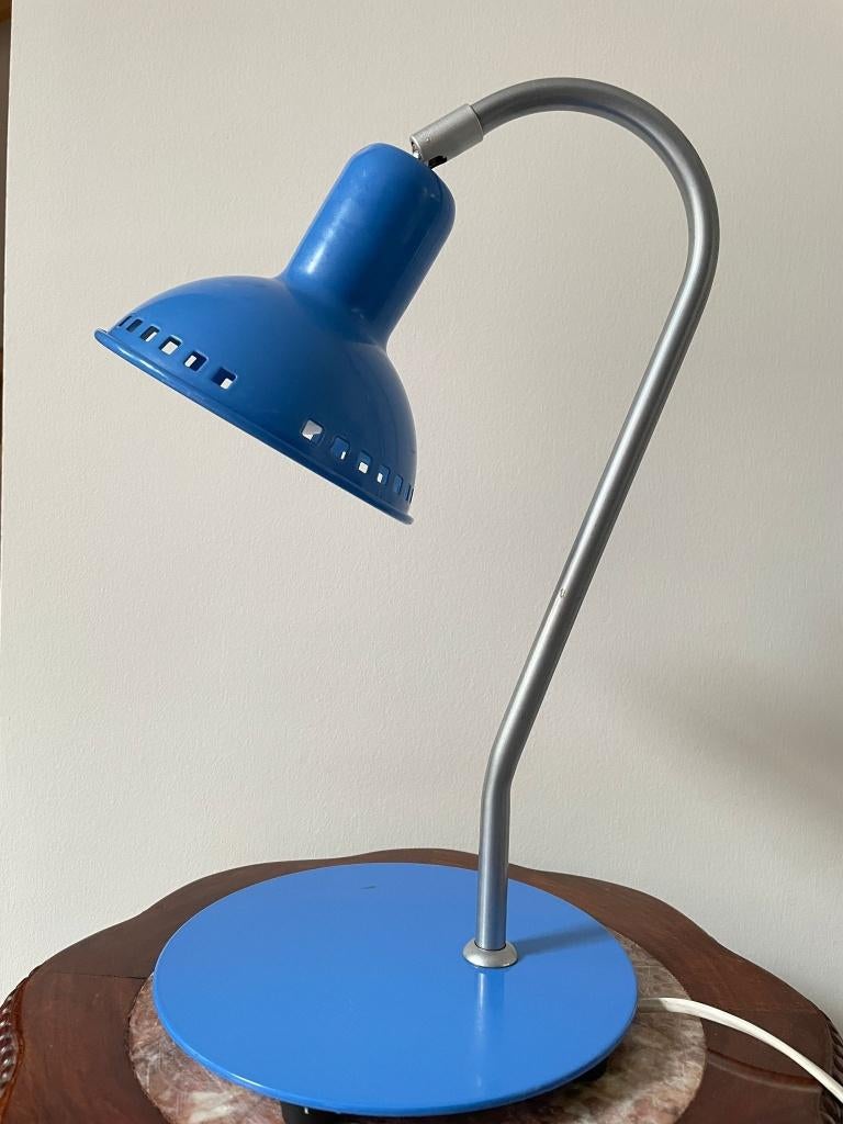 Memphis-stijl industriele bureaulamp, jaren 80 (blauw), 50 tot 75 cm, Industrieel jaren 80 - Memphis stijl blauw, Ophalen of Verzenden