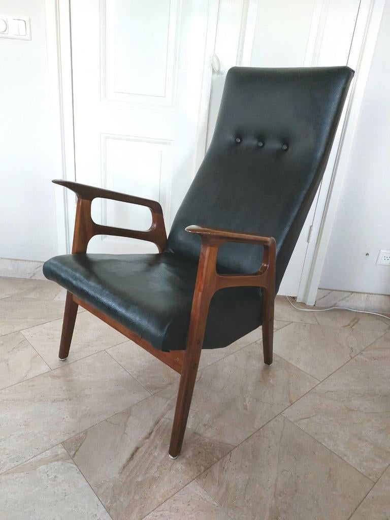 Vintage fauteuil Danish lounge chair jaren vijftig zestig 60, Huis en Inrichting, Ophalen, Gebruikt, Hout, 50 tot 75 cm