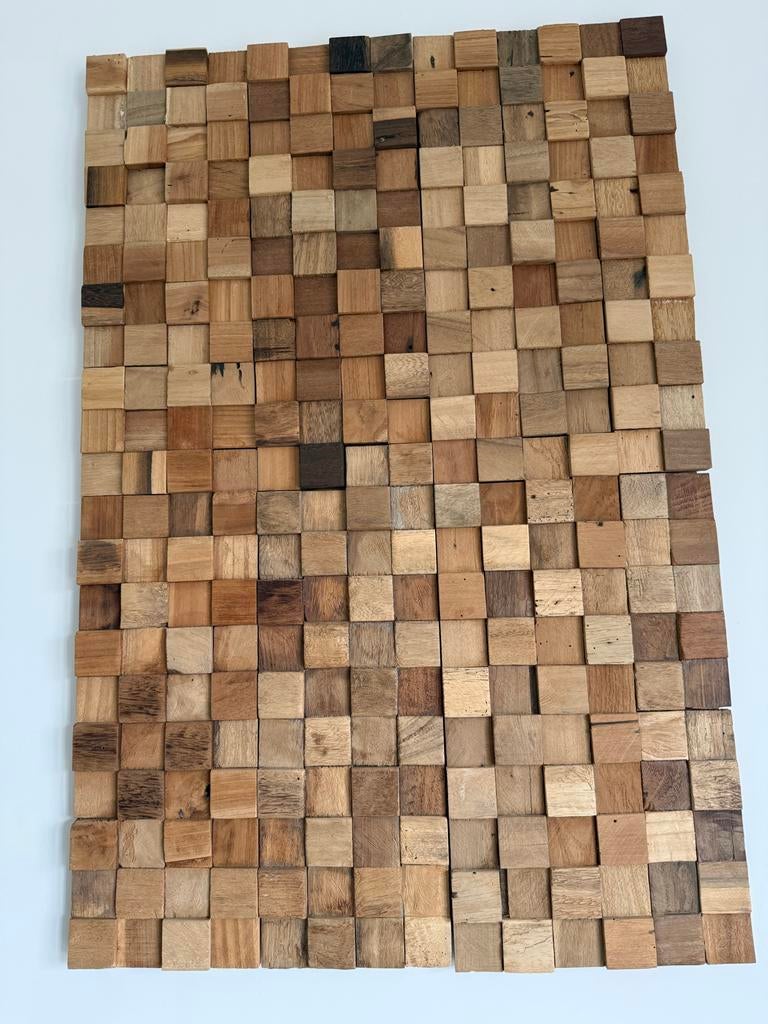 Uniek Houten Wandpaneel Schilderij - 3D Kunst 60x95, Ophalen, Hout, Meerkleurig, Zo goed als nieuw