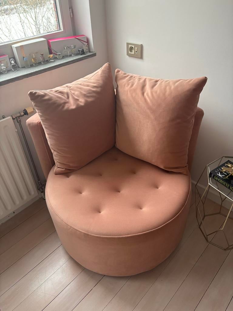 NOUS Living Loveseat Roze Z.G.A.N., Huis en Inrichting, Fauteuils, Zo goed als nieuw, Stof, 75 tot 100 cm, Minder dan 75 cm, Ophalen of Verzenden