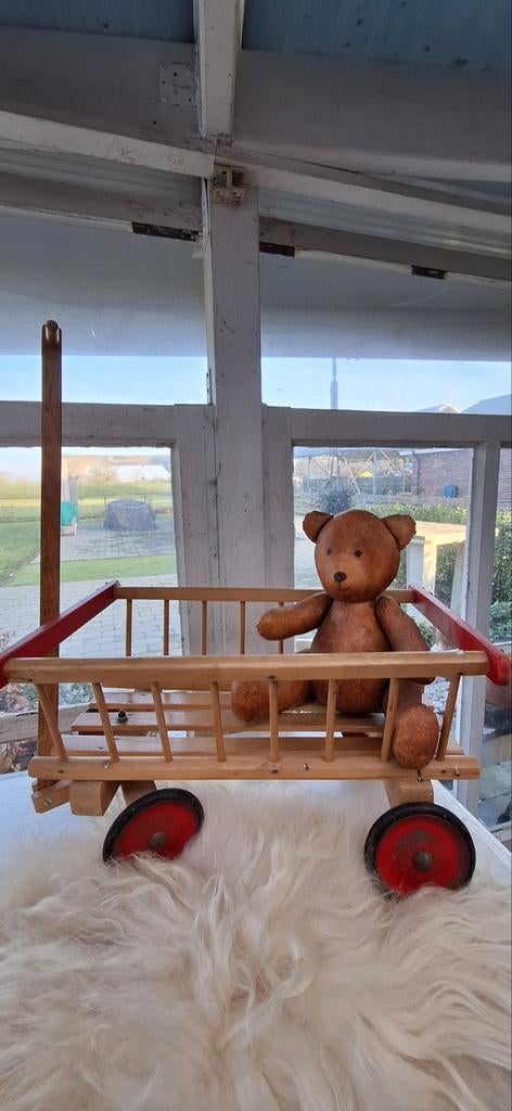 Oude houten kar bolderkar kinderspeelgoed brocante, Antiek en Kunst, Ophalen