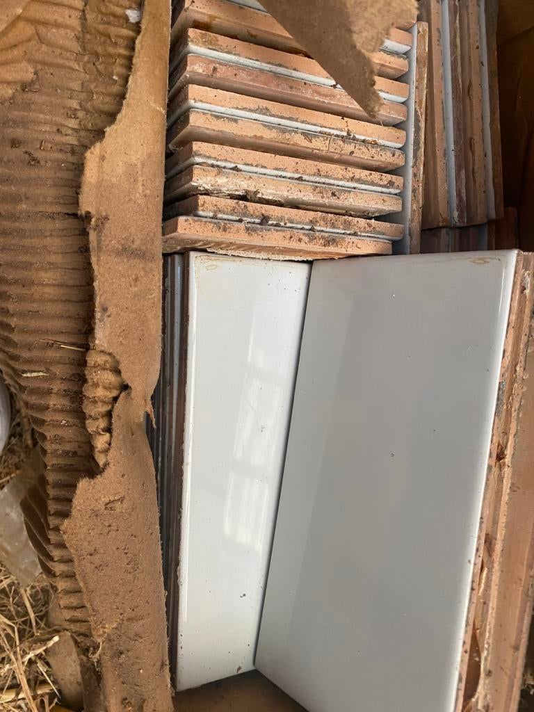 Lichtblauwe vintage tegels (2 dozen), Ophalen, Minder dan 20 cm, Minder dan 5 m², Wandtegels