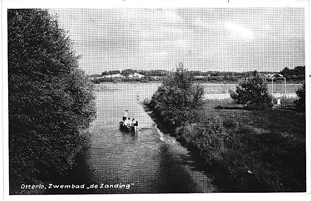 80508 Otterlo Zwembad de Zanding 1957 Gelopen met zegel, Ophalen of Verzenden, 1940 tot 1960, Gelopen, Gelderland
