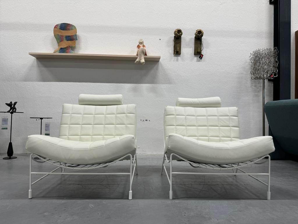 2 Nieuw Volare Fauteuil Leer wit Wapiti Sabaku Design stoel