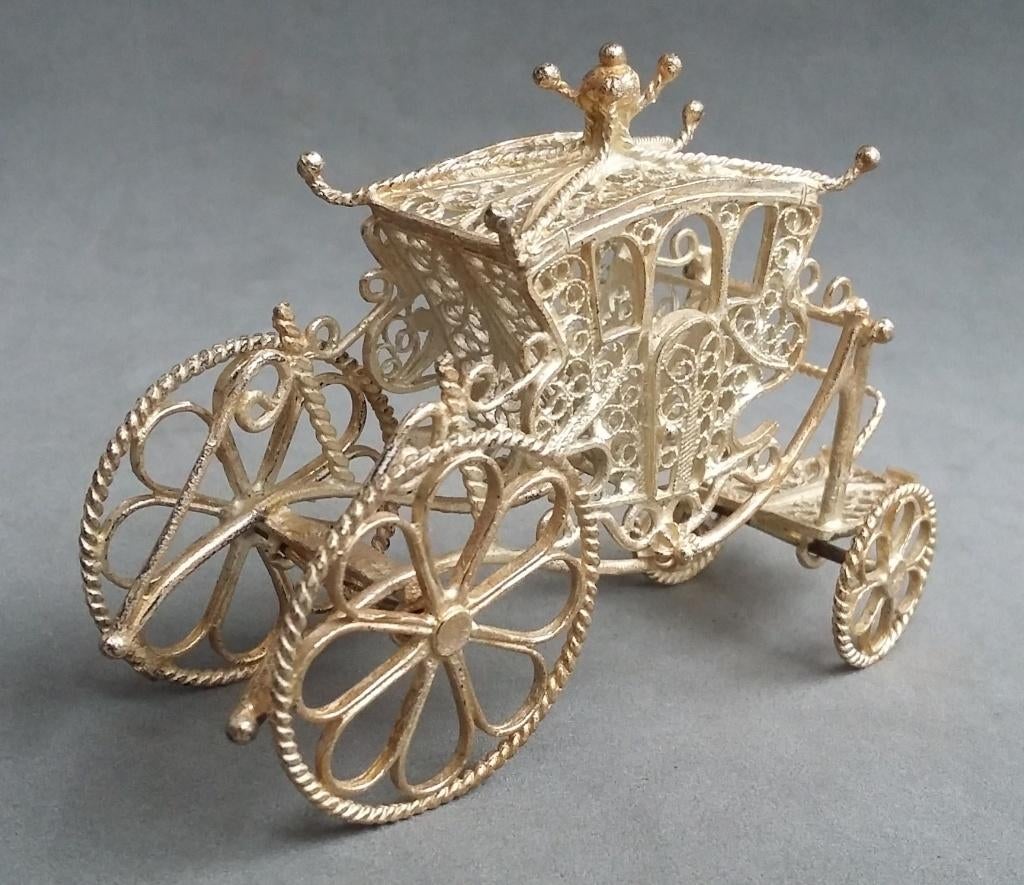 Antieke MINI MINIATUUR Koets Rijtuig Koning Koningin Prins, Antiek en Kunst, Ophalen of Verzenden