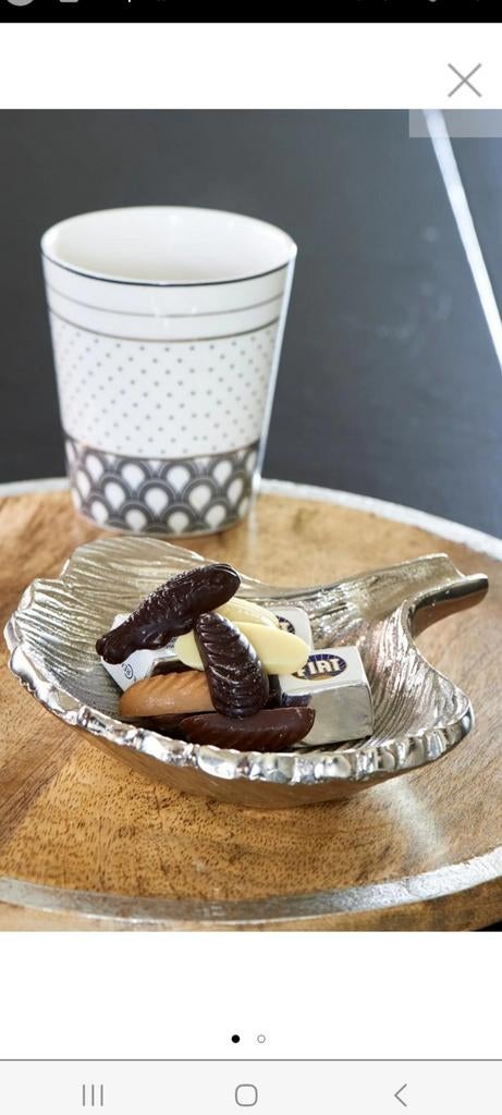 Riviera Maison zilverkleurig schaal in de vorm van een blad, Overige materialen, Schaal, Nieuw, Ophalen of Verzenden