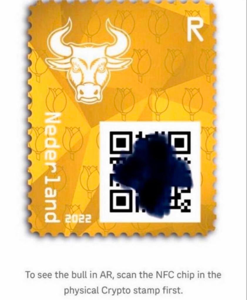 NFT/CRYPTO zegels eerste editie BLAUW+GROEN+GEEL in mapjes, Postzegels en Munten, Postzegels | Nederland, Verzenden, Na 1940, Postfris