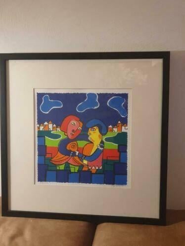 Zeefdruk Maartje Wijngaarden geluk genummerd en gesigneerd, Ophalen