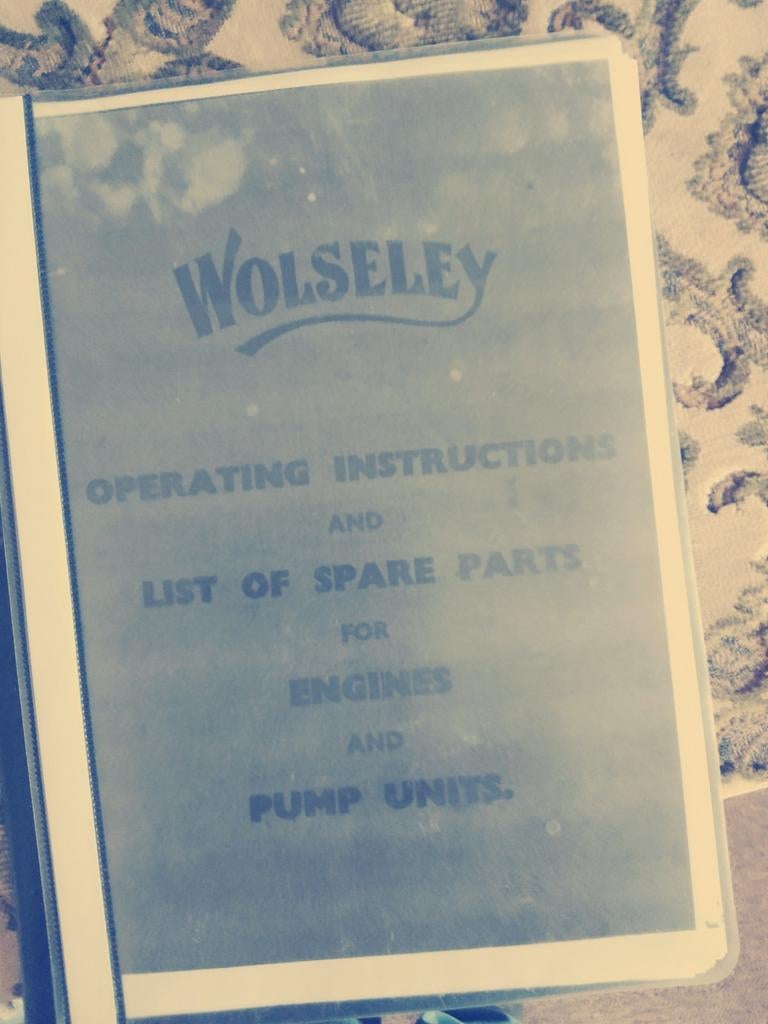 Wolseley Instructieboek Motoren & Pomp Units, Ophalen of Verzenden, Gebruikt, Overige automerken