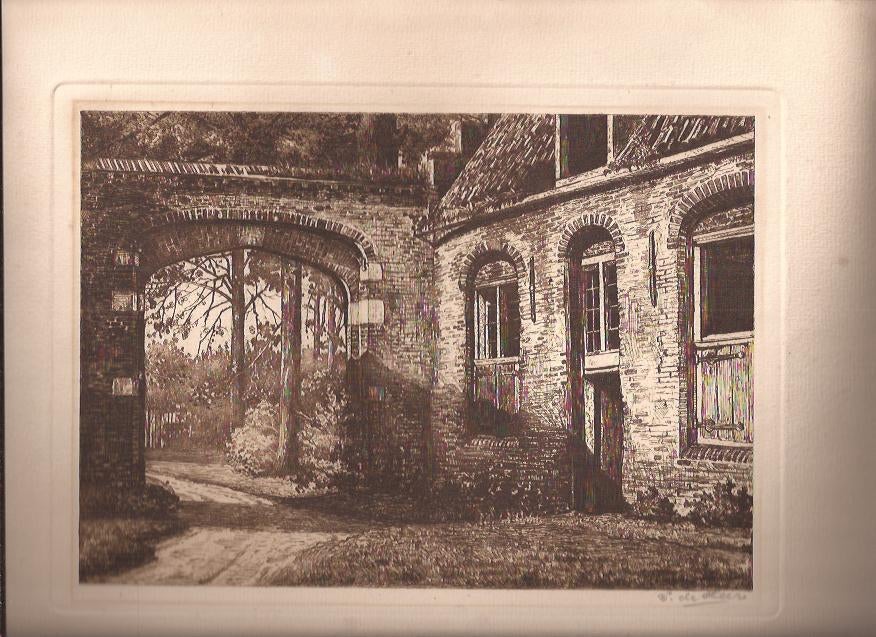 Simon de Heer. Heemskerk, Slot Assumburg. Ets, Antiek en Kunst, Kunst | Etsen en Gravures, Ophalen of Verzenden