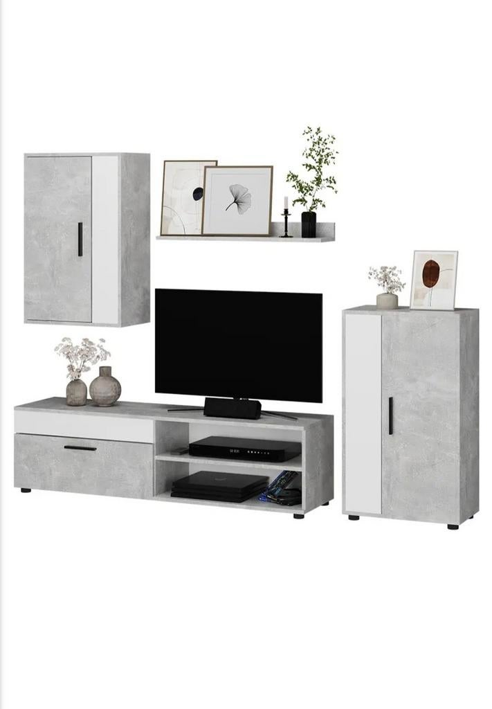 TV meubel Grijs _Wit, Ophalen, Zo goed als nieuw, 25 tot 50 cm, Minder dan 100 cm