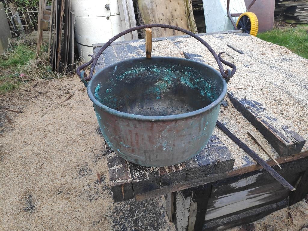 koperen ketel ketel met stalen hengsel, Antiek en Kunst, Antiek | Koper en Brons, Ophalen, Koper